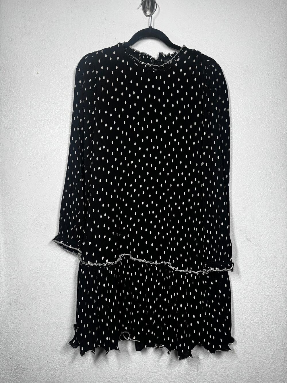 J. Crew Tiered Dress Black White Polka Dot Sz 6 Ruffled Pleated